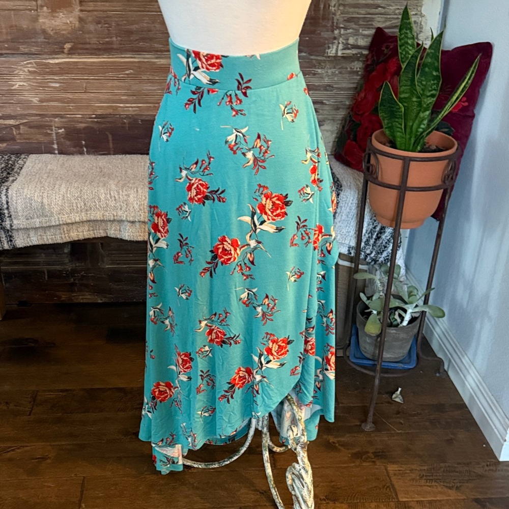Brass Plum Floral Teal Skirt
